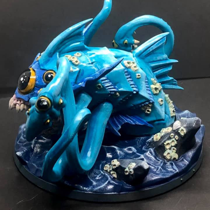 Death-Tide Jurakin King on Tide-Tyrant Miniature | Dungeons and Dragons Aquatic Monster | DnD Pathfinder Tabletop Mini