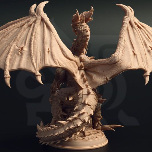 Ancient Black Dragon - Roaring (100mm Base)