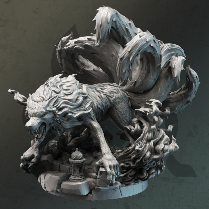 Nine Tailed Fire Fox Elemental Monstrosity | Large | DM Stash | D&D DnD Pathfinder Miniature