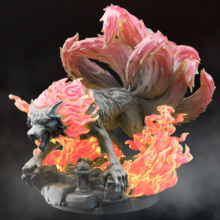 Nine Tailed Fire Fox Elemental Monstrosity | Large | DM Stash | D&D DnD Pathfinder Miniature