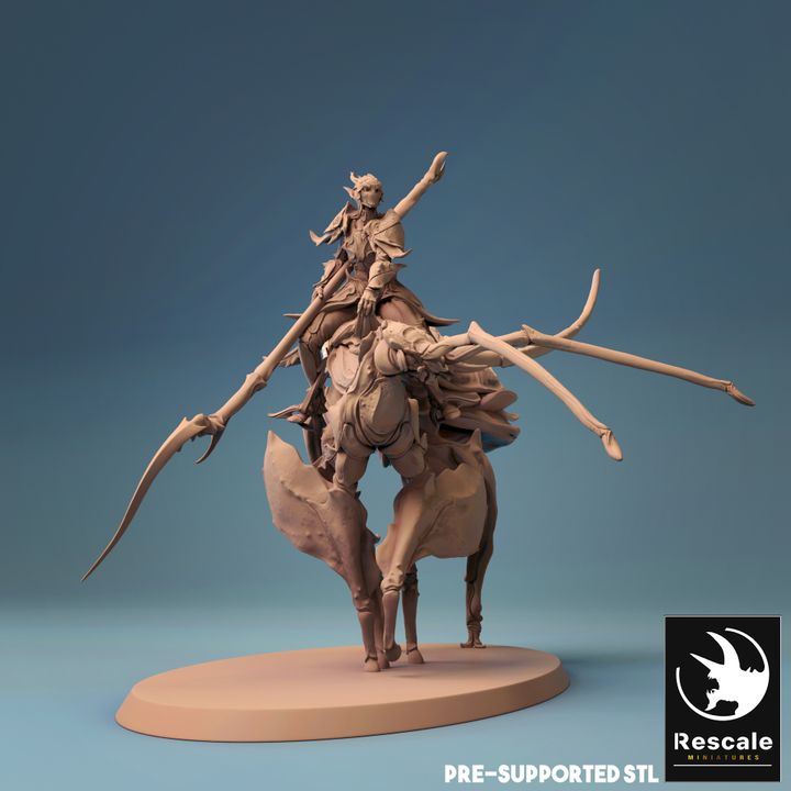 Elf Rider Insect Mount Combat | Large | Rescale Miniatures | D&D DnD Pathfinder Miniature
