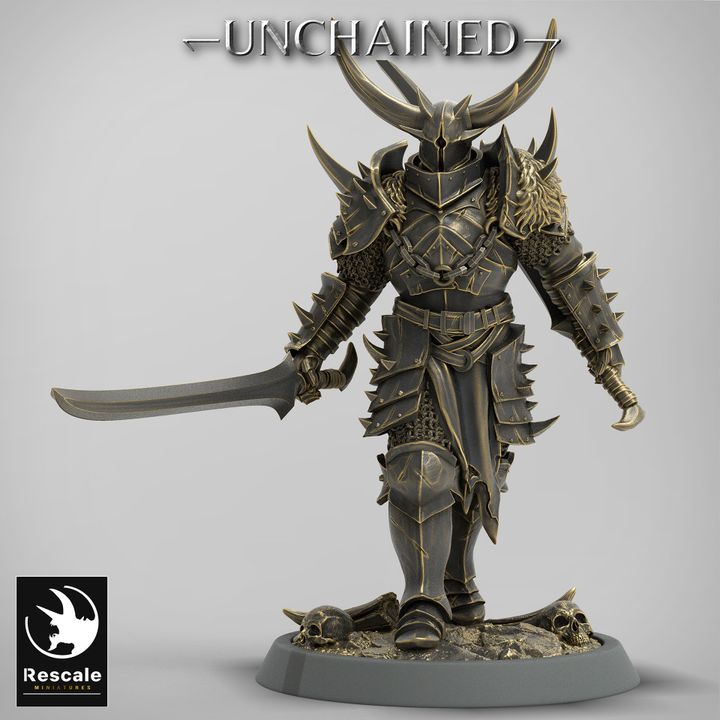 Knight Warrior Armor Horned | Medium | Rescale Miniatures | D&D DnD Pathfinder Miniature
