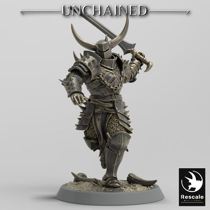 Sword Warrior Fighter Miniature Medium | Rescale Miniatures | D&D DnD Pathfinder Miniature