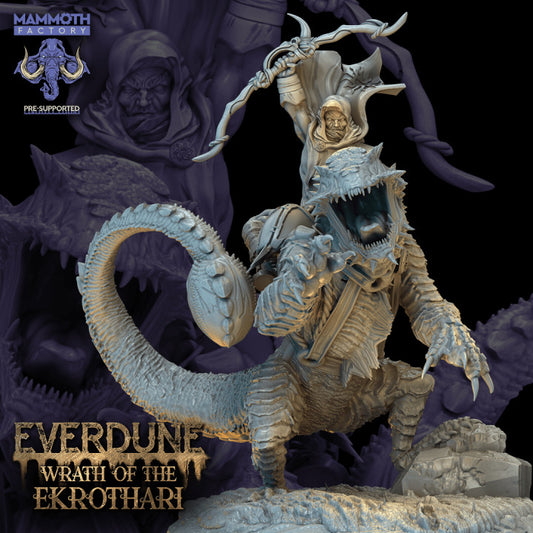Rekari Sand Drake with Ekrothari Warrior - Mounted (50mm Base)