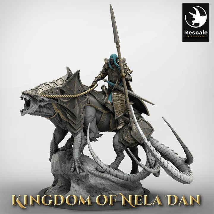 Elven Warrior Mounted Rider Spear | Large | Rescale Miniatures | D&D DnD Pathfinder Miniature