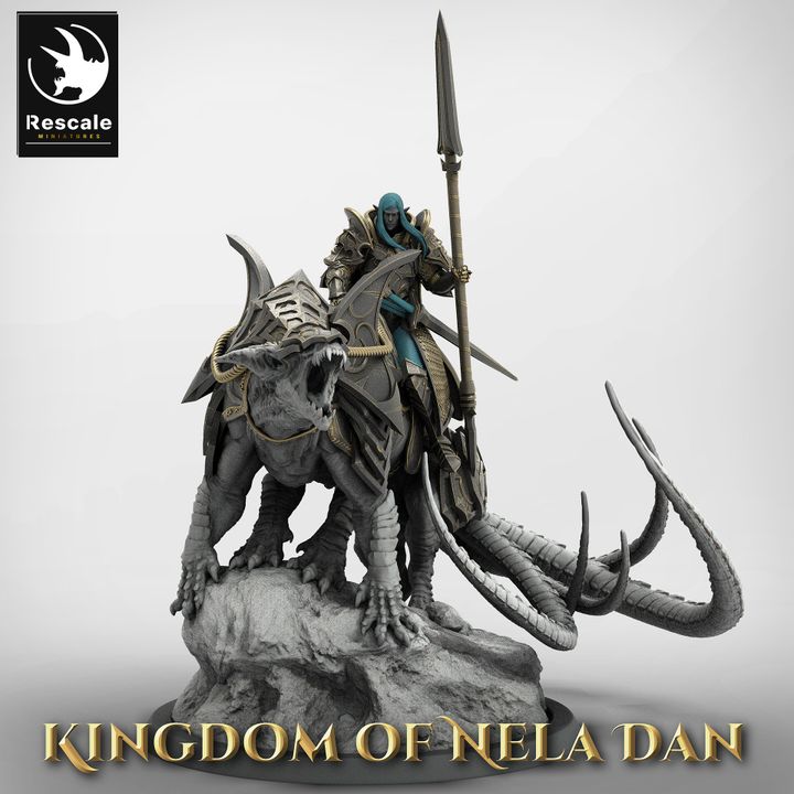 Elven Warrior Mounted Rider Spear | Large | Rescale Miniatures | D&D DnD Pathfinder Miniature