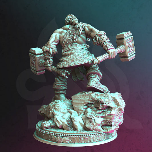 Dwarf Barbarian - Hammer (25mm Base)