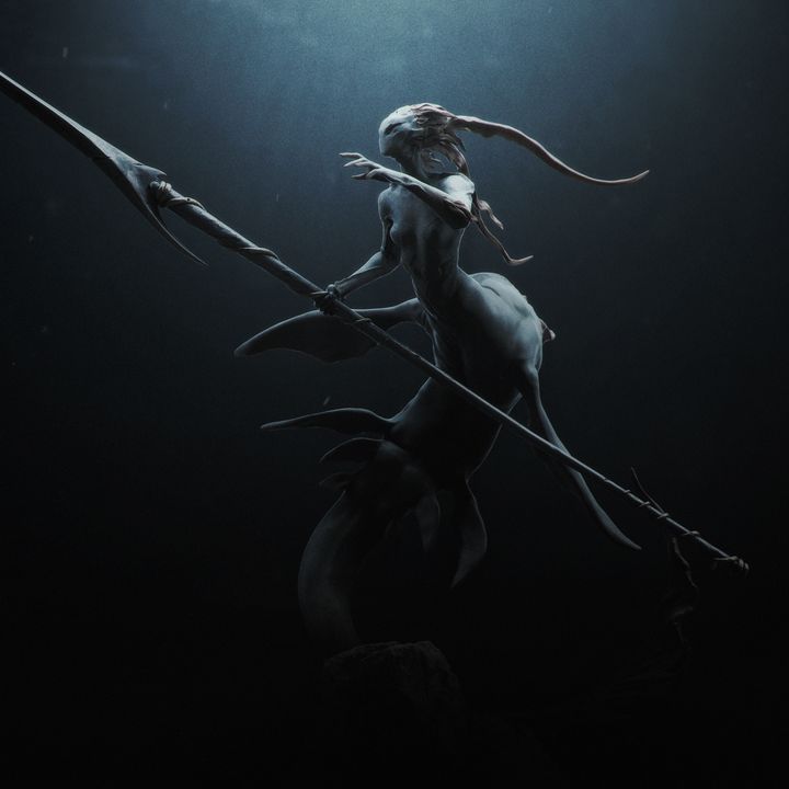 Mermaid Spear Wielder Ocean Creature | Large | Rescale Miniatures | D&D DnD Pathfinder Miniature