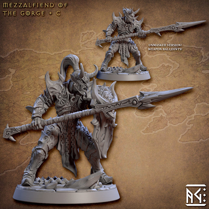 Mezzalfiend Half-Demon Fighter Fiends | Medium | Artisan Guild | D&D DnD Pathfinder Miniature