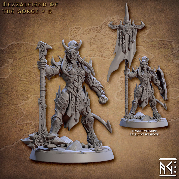 Mezzalfiend Fighter Fiend Armor | Medium | Artisan Guild | D&D DnD Pathfinder Miniature