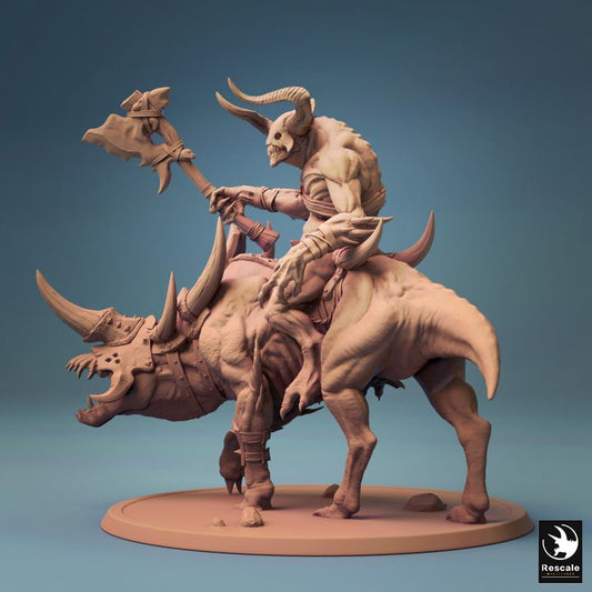 Mounted Fiend Demon Miniature | Large | Rescale Miniatures | D&D DnD Pathfinder Miniature