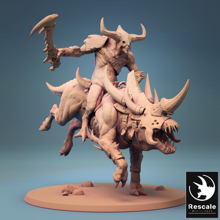 Mounted Fiend Demon Miniature | Large | Rescale Miniatures | D&D DnD Pathfinder Miniature