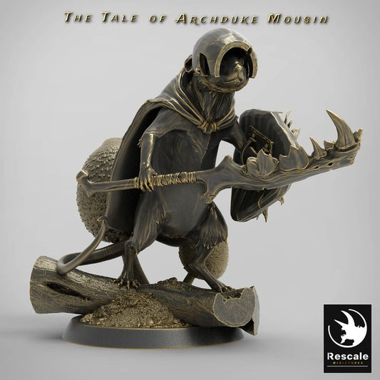Mouse Warrior Guard Miniature | Medium | Rescale Miniatures | D&D DnD Pathfinder