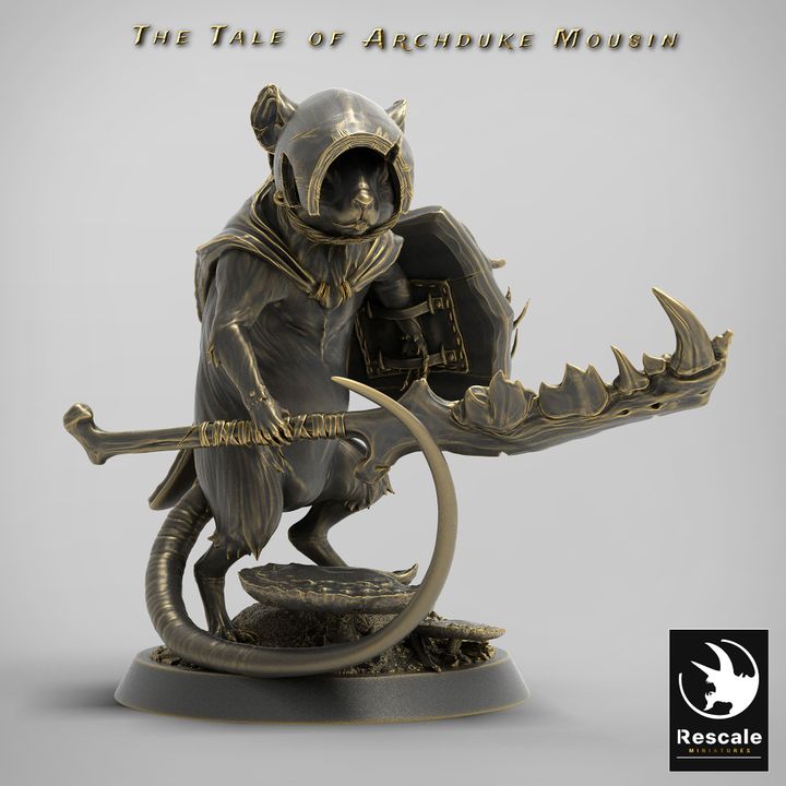 Mouse Soldier Guard Miniature Medium | Rescale Miniatures | D&D DnD Pathfinder Miniature