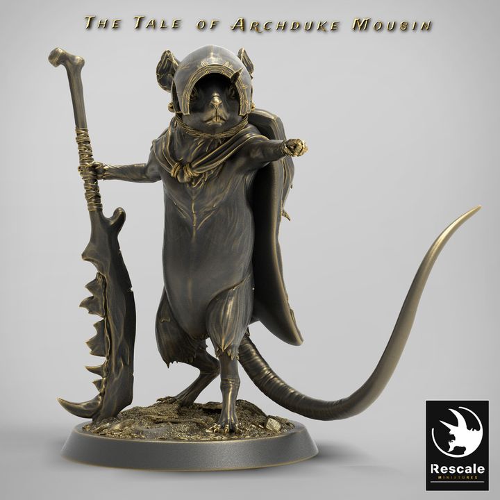 Mouse Warrior Battle Leader | Medium | Rescale Miniatures | D&D DnD Pathfinder Miniature