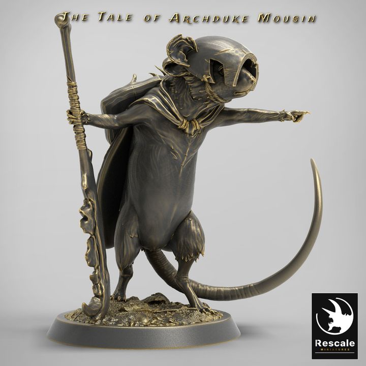 Mouse Warrior Battle Leader | Medium | Rescale Miniatures | D&D DnD Pathfinder Miniature