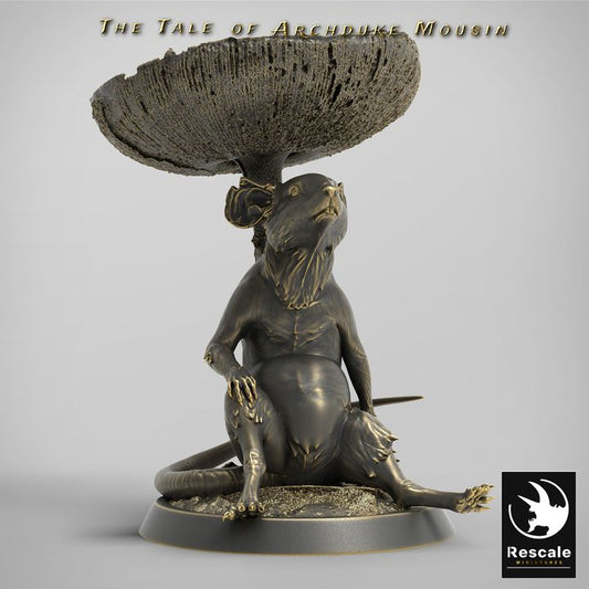 Mouse Figurine Under Mushroom | Medium | Rescale Miniatures | D&D DnD Pathfinder Miniature