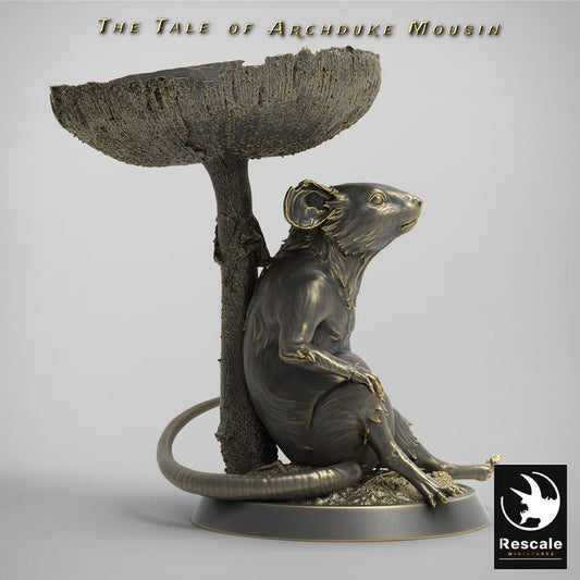 Mouse Figurine Under Mushroom | Medium | Rescale Miniatures | D&D DnD Pathfinder Miniature