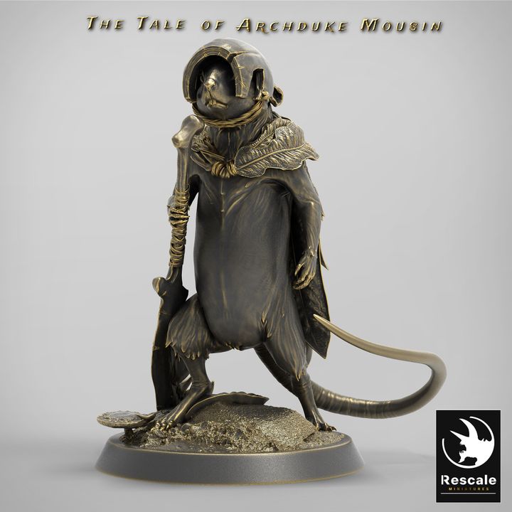 Mouse Warrior Guard Miniature | Medium | Rescale Miniatures | D&D DnD Pathfinder Miniature