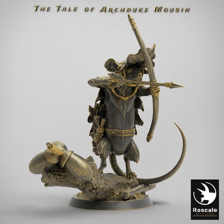 Mouse Archer Rogue Beasts Miniature | Medium | Rescale Miniatures | D&D DnD Pathfinder Miniature