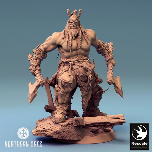 Orc Warrior Leader Barbarian | Medium | Rescale Miniatures | D&D DnD Pathfinder Miniature