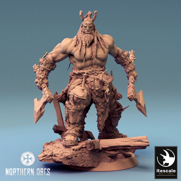 Collection Orc Chieftain Warrior Miniature | Large | Rescale Miniatures | D&D DnD Pathfinder Miniature
