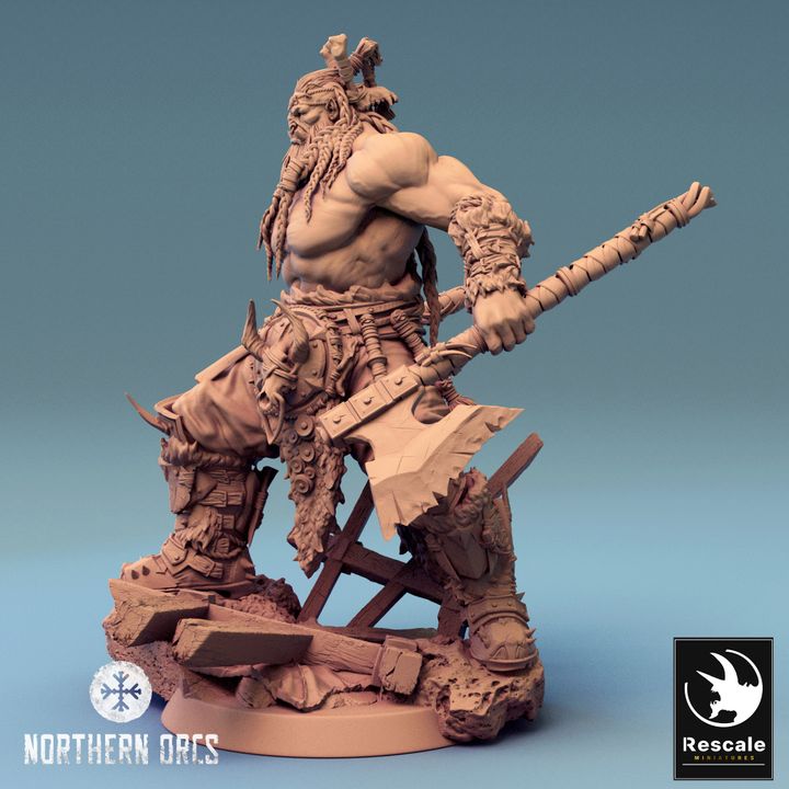 Collection Orc Chieftain Warrior Miniature | Large | Rescale Miniatures | D&D DnD Pathfinder Miniature