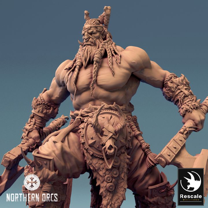 Orc Warrior Leader Barbarian | Medium | Rescale Miniatures | D&D DnD Pathfinder Miniature