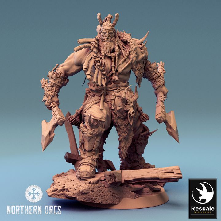 Orc Warrior Leader Barbarian | Medium | Rescale Miniatures | D&D DnD Pathfinder Miniature