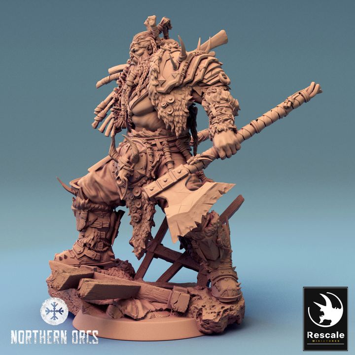 Orc Warrior Leader Barbarian | Medium | Rescale Miniatures | D&D DnD Pathfinder Miniature