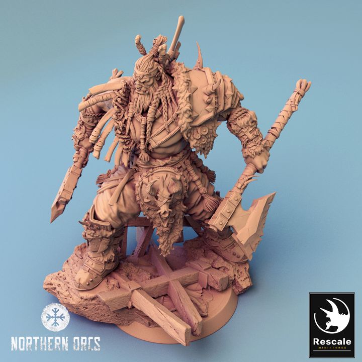 Collection Orc Chieftain Warrior Miniature | Large | Rescale Miniatures | D&D DnD Pathfinder Miniature