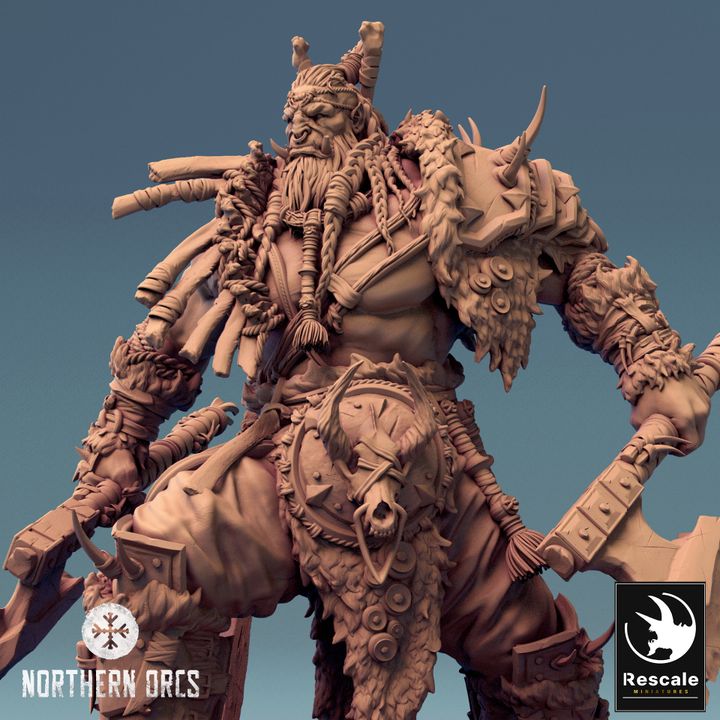Collection Orc Chieftain Warrior Miniature | Large | Rescale Miniatures | D&D DnD Pathfinder Miniature