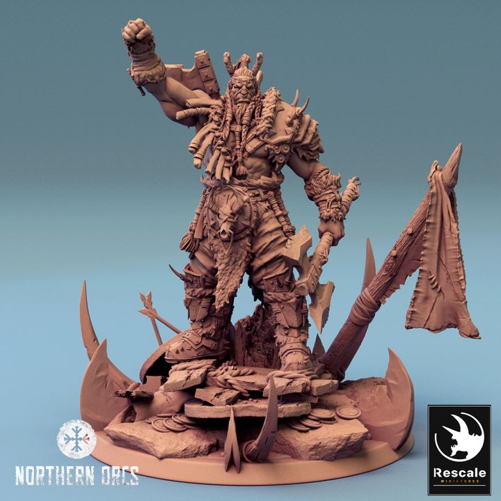 Collection Orc Chieftain Warrior Miniature | Large | Rescale Miniatures | D&D DnD Pathfinder Miniature