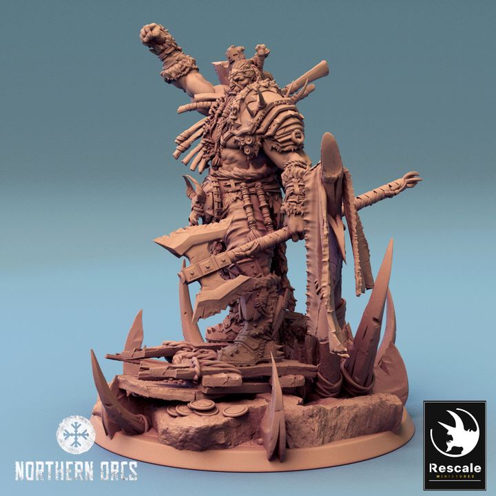 Collection Orc Chieftain Warrior Miniature | Large | Rescale Miniatures | D&D DnD Pathfinder Miniature
