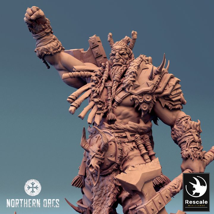 Collection Orc Chieftain Warrior Miniature | Large | Rescale Miniatures | D&D DnD Pathfinder Miniature