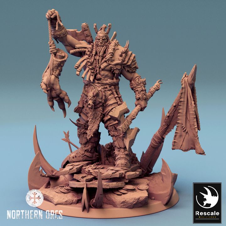 Collection Orc Chieftain Warrior Miniature | Large | Rescale Miniatures | D&D DnD Pathfinder Miniature