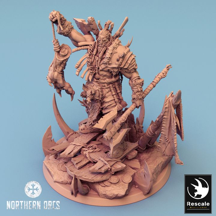 Orc Warrior Leader Chief | Large | Rescale Miniatures | D&D DnD Pathfinder Miniature