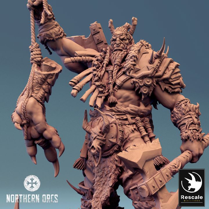 Collection Orc Chieftain Warrior Miniature | Large | Rescale Miniatures | D&D DnD Pathfinder Miniature