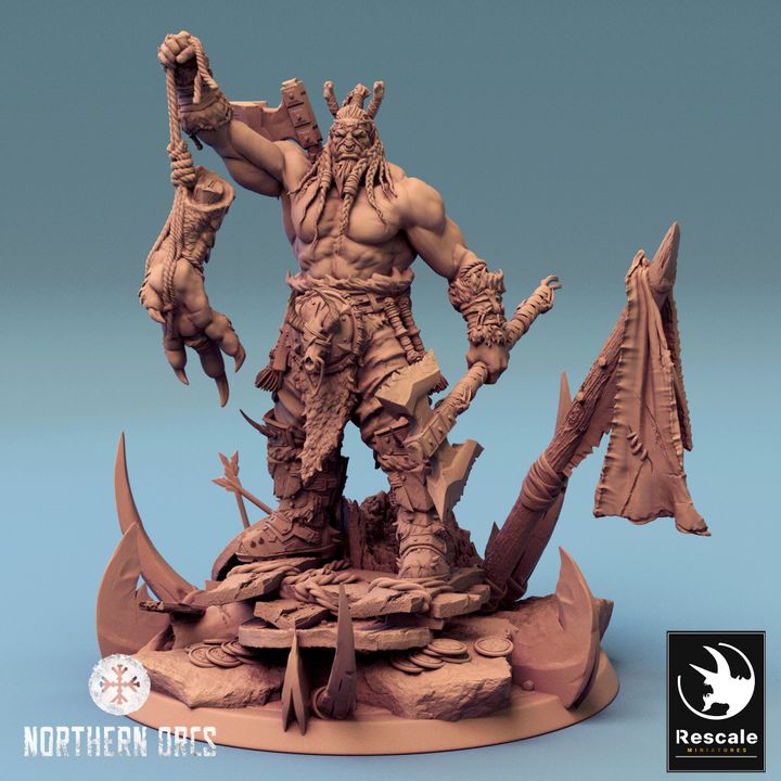 Orc Warrior Leader Chief | Large | Rescale Miniatures | D&D DnD Pathfinder Miniature