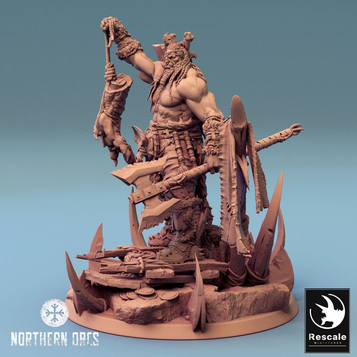 Collection Orc Chieftain Warrior Miniature | Large | Rescale Miniatures | D&D DnD Pathfinder Miniature