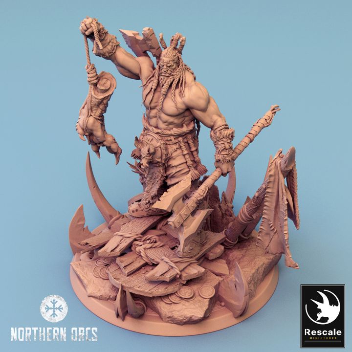 Collection Orc Chieftain Warrior Miniature | Large | Rescale Miniatures | D&D DnD Pathfinder Miniature