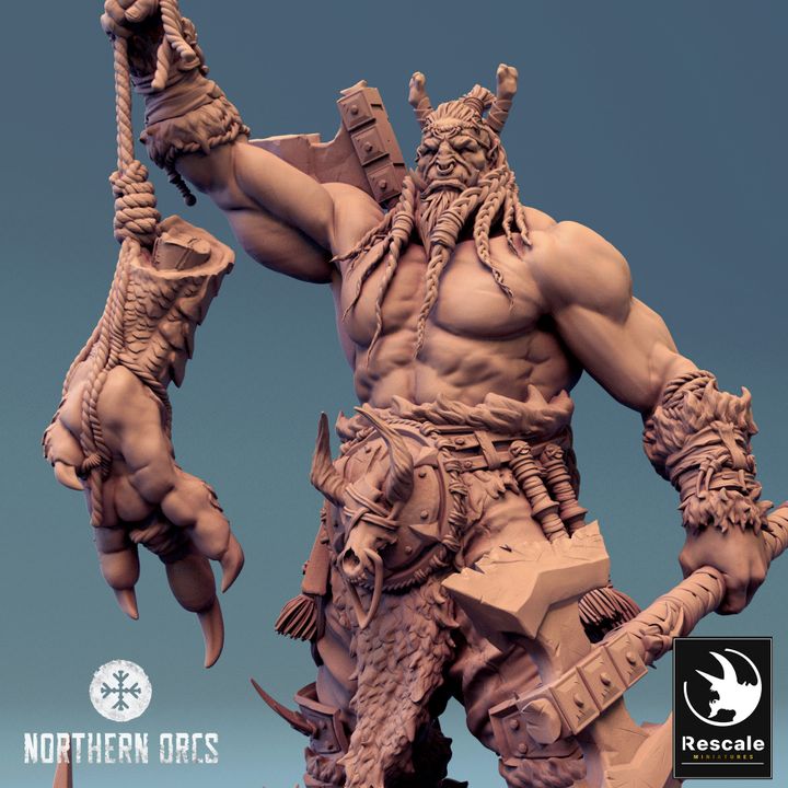 Collection Orc Chieftain Warrior Miniature | Large | Rescale Miniatures | D&D DnD Pathfinder Miniature