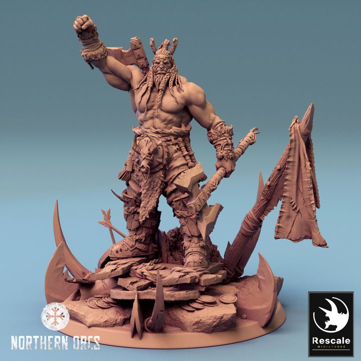 Orc Warrior Leader Chief | Large | Rescale Miniatures | D&D DnD Pathfinder Miniature