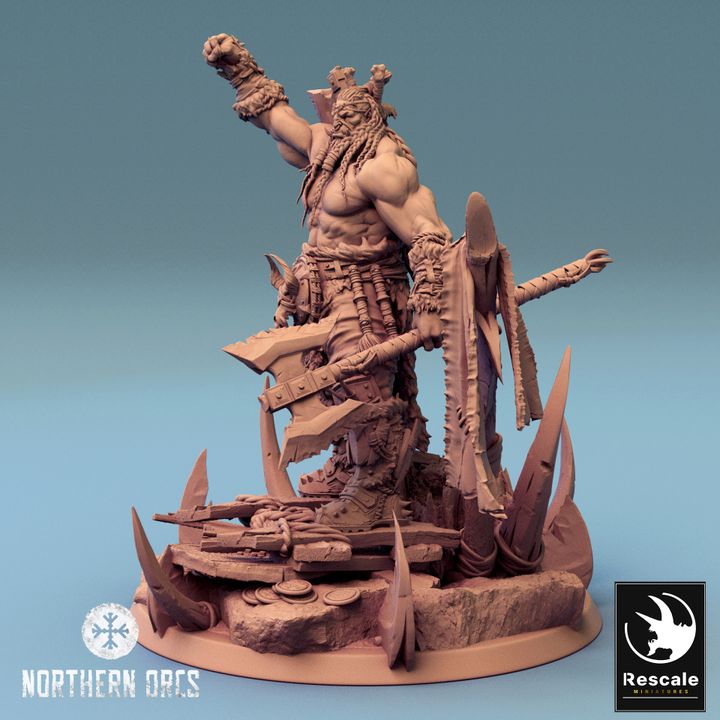 Collection Orc Chieftain Warrior Miniature | Large | Rescale Miniatures | D&D DnD Pathfinder Miniature