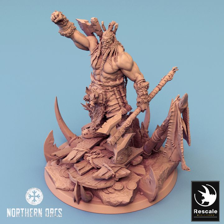 Orc Warrior Leader Chief | Large | Rescale Miniatures | D&D DnD Pathfinder Miniature