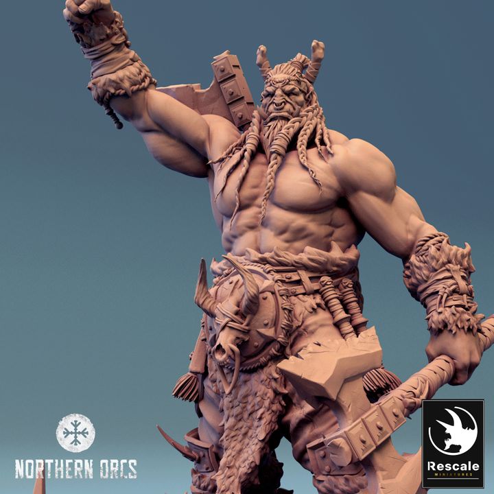 Collection Orc Chieftain Warrior Miniature | Large | Rescale Miniatures | D&D DnD Pathfinder Miniature
