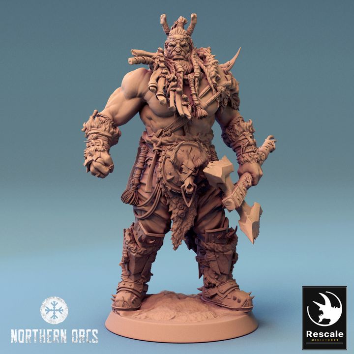 Collection Orc Chieftain Warrior Miniature | Large | Rescale Miniatures | D&D DnD Pathfinder Miniature