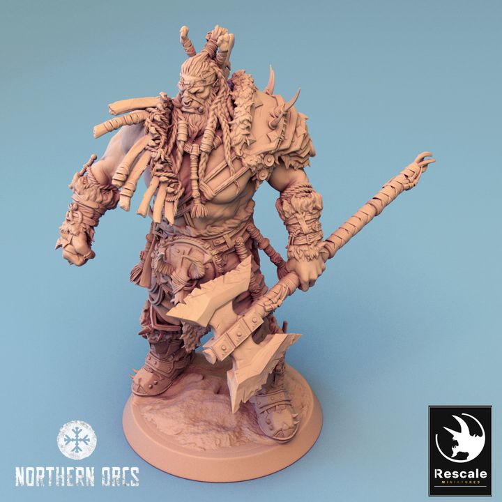 Collection Orc Chieftain Warrior Miniature | Large | Rescale Miniatures | D&D DnD Pathfinder Miniature