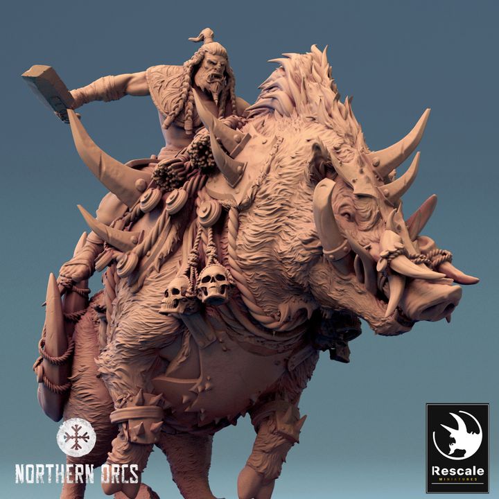 Collection Orc Boar Rider Monstrous Mount | Large | Rescale Miniatures | D&D DnD Pathfinder Miniature