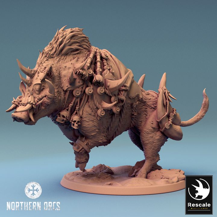 Orc Warrior Boar Mount Beasts | Large | Rescale Miniatures | D&D DnD Pathfinder Miniature